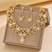 Women’s Jewelry Set Fashion Jewelry Popular Gold Fashion Crystal Loose Diamond Necklace Earring Set_ipsvogv.com