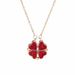 Red and black love pendant, four leaf grass necklace, female titanium steel personality niche, versatile jewelry, double_ipsvogv.com