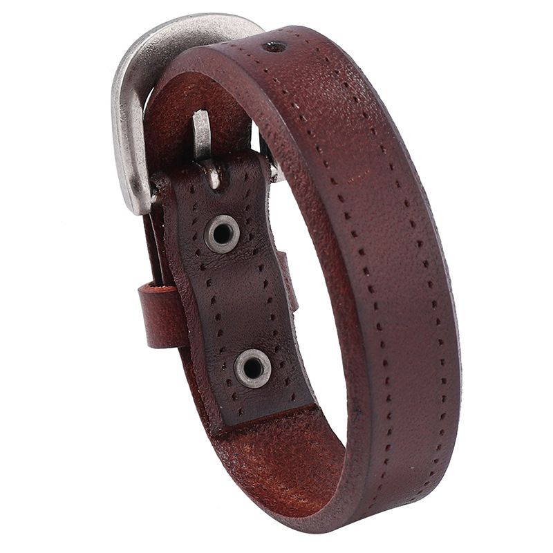 New Simple Rock Personality Men's Punk Genuine Leather Smooth Bracelet_ipsvogv.com
