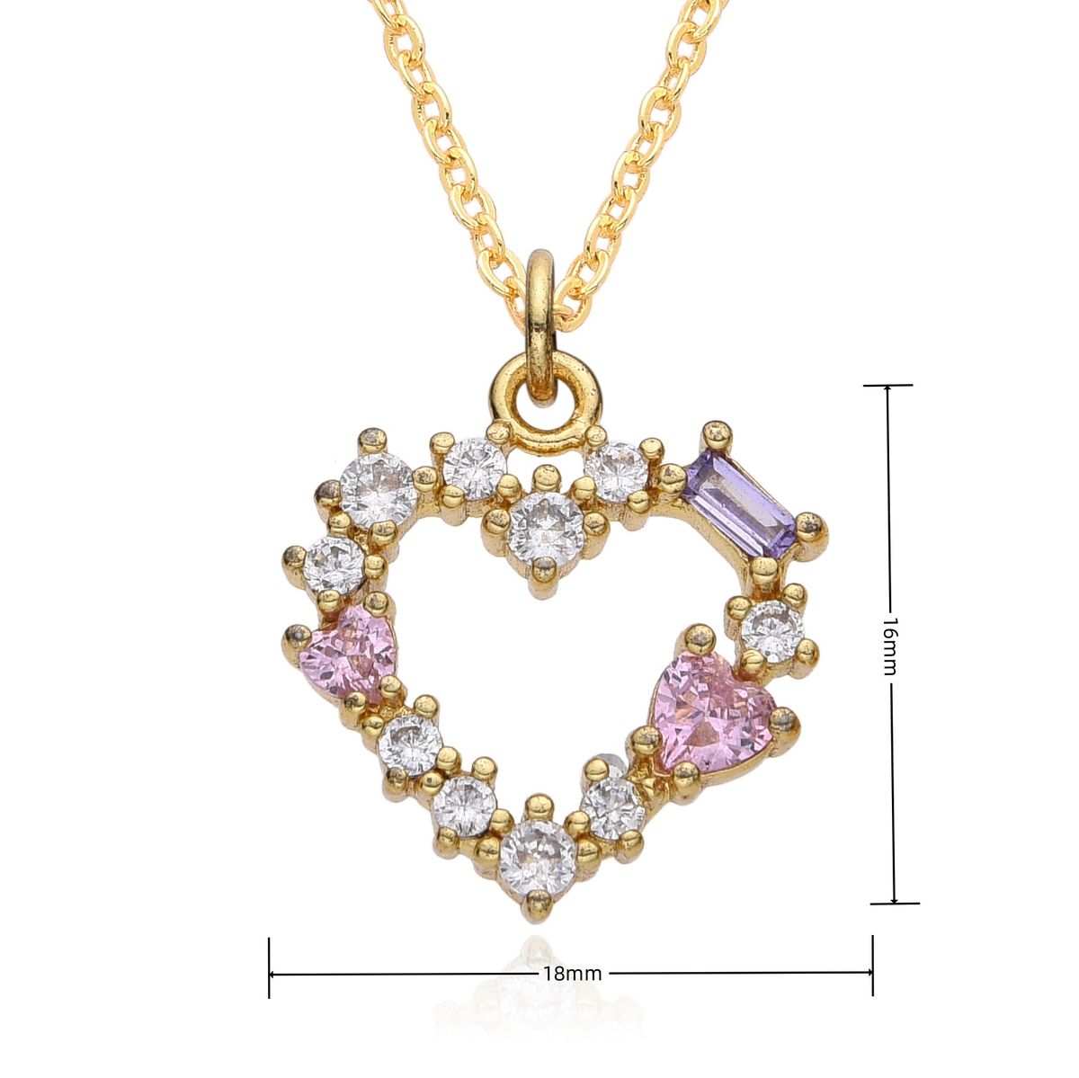 Bohemian Style Pink Love Rose Zircon Oil Drop Necklace Fashion OL Micro Inlaid Copper Plated 14K Real Gold Jewelry_ipsvogv.com