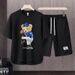 Men's Clothing 2024 Waffle Casual Summer Suit Men's Loose Teen Short sleeved T shirt Shorts Handsome Two piece Suit_ipsvogv.com