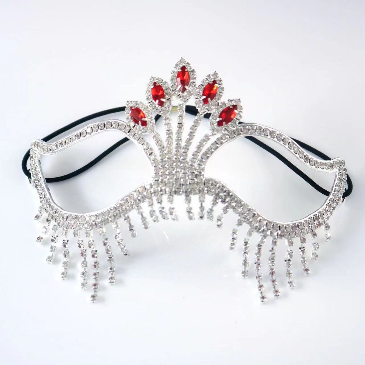 Tassel rhinestone mask for women, high end fashion, full diamond feather mask, masquerade accessories_ipsvogv.com