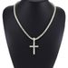 Hip-hop diamond-encrusted cross pendant necklace Cuban chain necklace full of diamond single-row Diamond Tennis chain trendy jew_ipsvogv.com