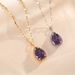 Purple Zircon Water Droplet Titanium Steel Necklace, Women's Collarbone Chain Style, French Romantic Classic Style_ipsvogv.com