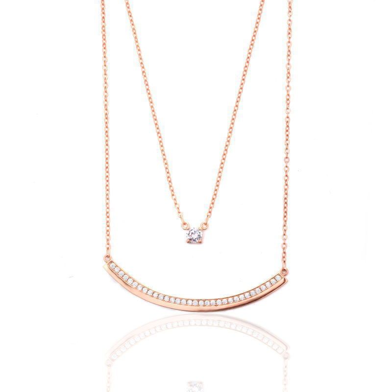Only Double Layer Single Diamond Smile Necklace Female Element Crystal Clavicle Necklace Female_ipsvogv.com