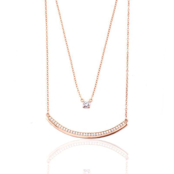 Only Double Layer Single Diamond Smile Necklace Female Element Crystal Clavicle Necklace Female_ipsvogv.com