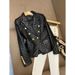 Women's Clothing Black short shoulder pads small casual suit leather jacket suit jacket female pu leather jacket female jacket _ipsvogv.com
