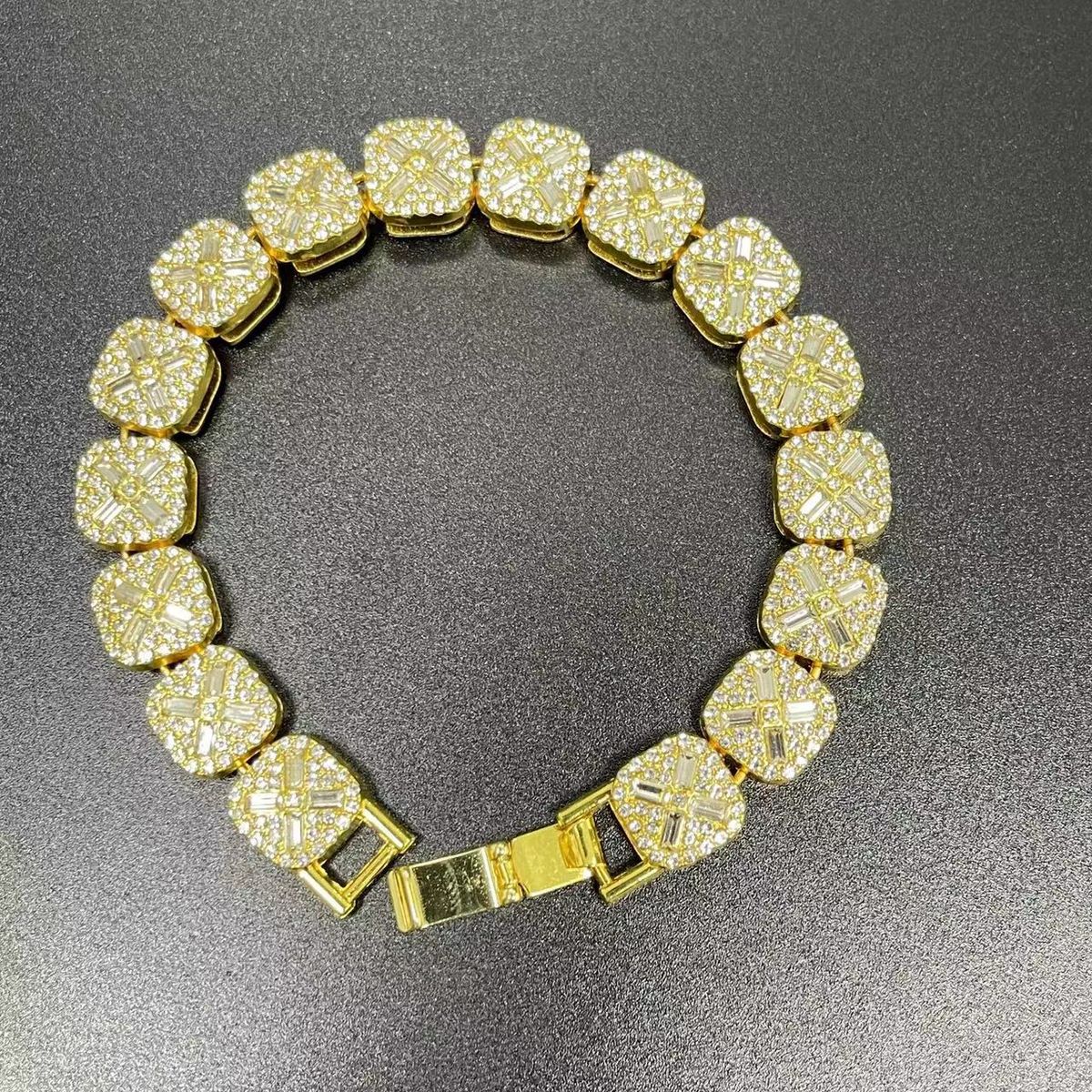 New Niche Hip-Hop Unisex Cross X Glass 10mm Cuban Chain Bracelet HipHop Trendsetter_ipsvogv.com