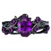 Purple Spear Black Rose Branch Cross Pair Ring Girl_ipsvogv.com