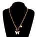 Simple White Butterfly Fritillary Necklace, Temperament Metal Thick Aluminum Chain Sweater Chain_ipsvogv.com