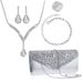 Fashionable bridal jewelry set, sexy V shaped water drop pendant bracelet, ring, earrings and diamond luxury dinner bag_ipsvogv.com