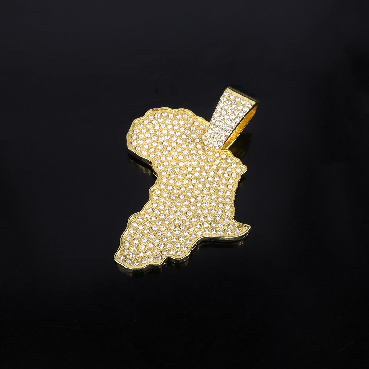 Unisex Alloy Necklace New Map Inlaid Diamond Pendant Personality Cool Men And Women Trend Rap Hip Hop Pendant_ipsvogv.com