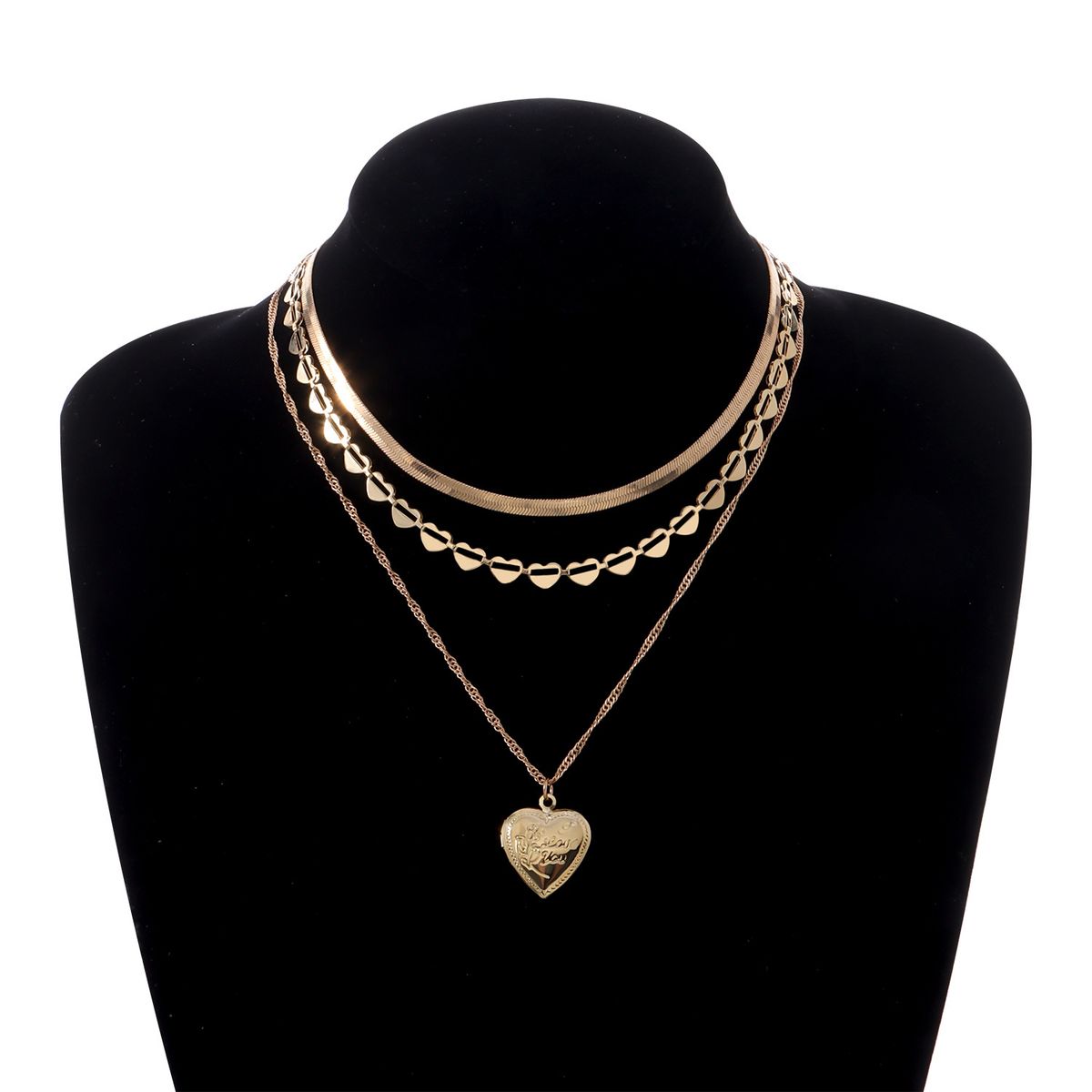 Open The Lid Three-dimensional Relief Love Necklace, Punk Fashion Multi-layer Snake Bone Chain Necklace_ipsvogv.com