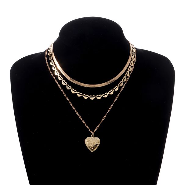 Open The Lid Three-dimensional Relief Love Necklace, Punk Fashion Multi-layer Snake Bone Chain Necklace_ipsvogv.com