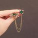 Designer Bee Tassel Brooch Vintage Personality Chain Emerald Corsage Collar Suit Jacket Pin Accessory_ipsvogv.com