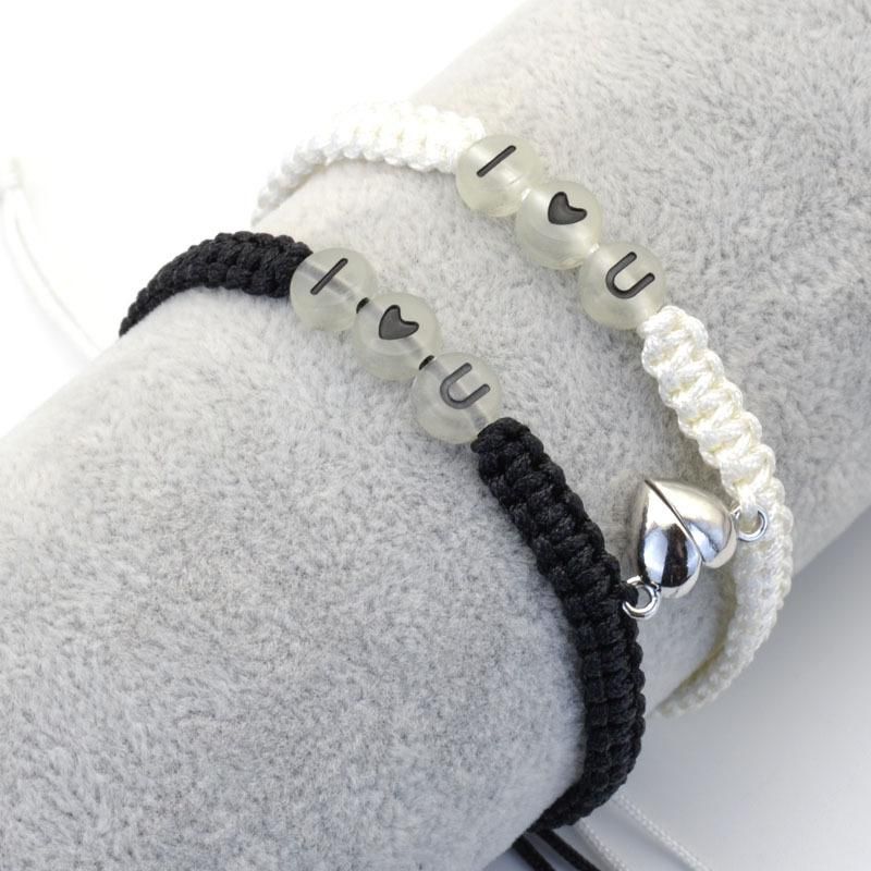 2Pcs/Set Luminous Letter I Love You Rope Bracelet Adjustable Sister Friendship Chain Bracelets For Women Men Couple_ipsvogv.com