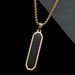 hot selling stainless steel black oil drop geometric long necklace personality simple men's niche pendant jewelry_ipsvogv.com
