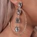 jewelry shiny diamond circle earrings long geometric combination water drop earrings_ipsvogv.com