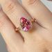 Sanjie Golden Women's Pink Water Drop High Carbon Zircon Diamond Ring_ipsvogv.com