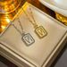 Korean Version Of High-end Trendy Niche With Square Letter V Titanium Steel Necklace Character, And Versatile Ear Design_ipsvogv.com