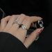 niche Design: Moon Star Sun New Full Diamond Zircon Open Ring, Light Luxury Feather Personalized Fashion Versatile Ring Design: ,_ipsvogv.com