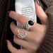 Sweet And Cool Black Zircon Female Personality, Hip-hop Fashion, Punk Niche, Light Luxury, Open Mouth Ring, Stacked_ipsvogv.com