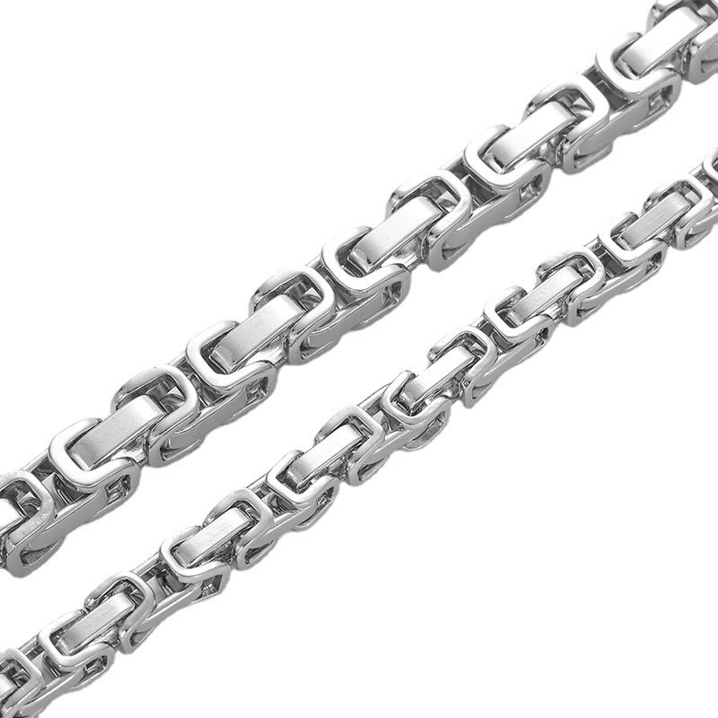 Stainless Emperor Men's Light Luxury Necklace Titanium Steel King Handmade Square Spliced Loop Chain Bracelet_ipsvogv.com
