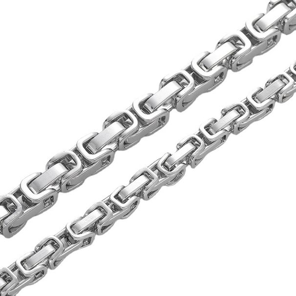 Stainless Emperor Men's Light Luxury Necklace Titanium Steel King Handmade Square Spliced Loop Chain Bracelet_ipsvogv.com