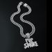 Hip Hop Exaggerated POP Letter Full Diamond Pendant Necklace Personalized Nightclub Men's Cuban Chain_ipsvogv.com