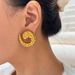 Fashionable Ins18k Gold Plated Titanium Steel Retro Gypsy Dancer Vortex Earrings_ipsvogv.com