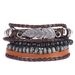 Yiwu New Men's Creative Leaf Wood Bead Woven Leather Adjustable Set Bracelet_ipsvogv.com