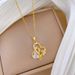 】 Love 【 Bow Light Luxury Charm Gorgeous Full Diamond Necklace Women's Versatile Clavicle Chain Titanium Steel 【 】_ipsvogv.com