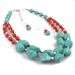 Multi layered turquoise exaggerated collarbone chain necklace accessory 7300_ipsvogv.com