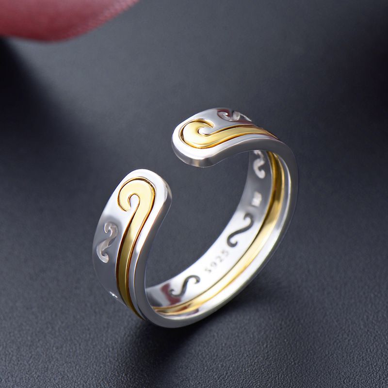 Fashion New Couple China-Chic Wukong Hoop Curse For Men And Women Open Silver Ring_ipsvogv.com