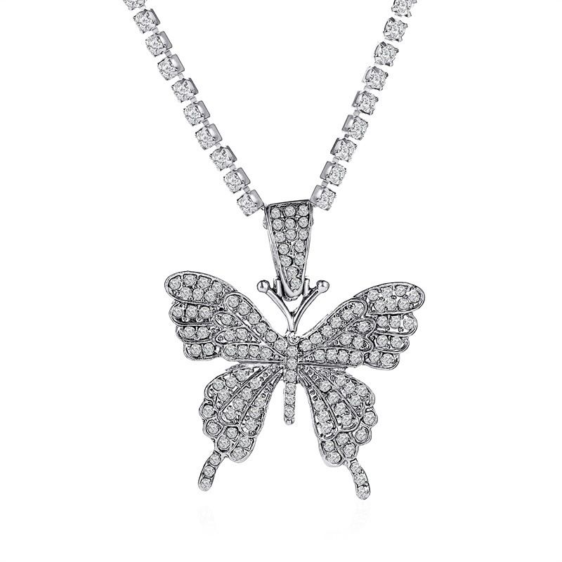 Elegant Cuban Necklace Butterfly Pendant Choker Hip Hop Jewelry Tennischoker_ipsvogv.com