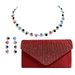 Fashion diamond suit evening bag necklace earrings female wave rhinestone simple handbag three piece accessories_ipsvogv.com