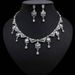 Banquet Accessories Noble Luxury Geometric Irregular Zircon Pendant Necklace Earring Set_ipsvogv.com