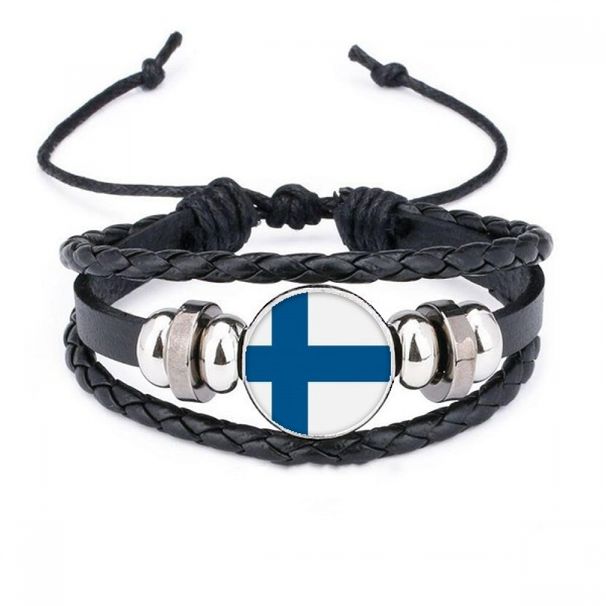 Finland National Flag Eu Country Bracelet Braided Leather Woven Wristband_ipsvogv.com