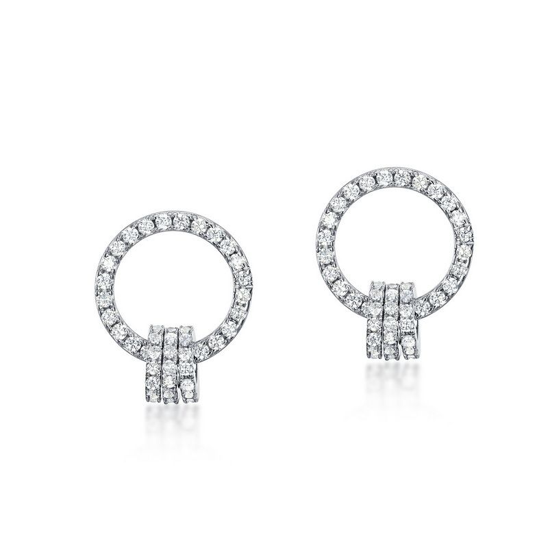 Dazzling 3A Zirconium Earrings S925 Silver Interlocking Diamond Earrings Light Luxury Fashion High End_ipsvogv.com