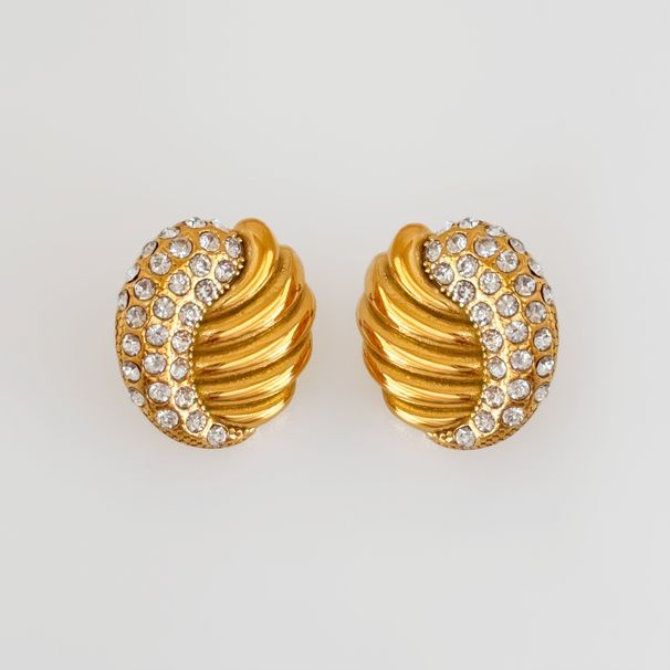Spot Factory INS Fashionable INS Retro Titanium Steel Color Emerald Zircon Swan Earrings_ipsvogv.com