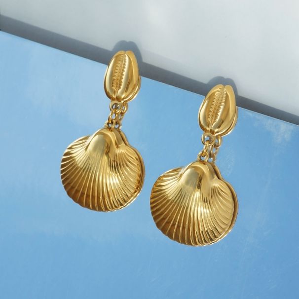 INS Fashionable Niche INS Retro Rococo Beach Ocean Shell Earrings_ipsvogv.com