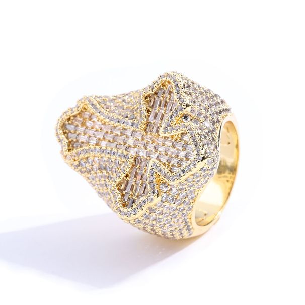 Men's Jewelry Hip Hop Zircon Cross Ring Personality Jewelry Accessories Trendy Men's Ring_ipsvogv.com