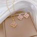 【 Titanium Steel 】 Necklace Earring Light Luxury Full Diamond Four Leaf Flower Zircon Personalized Temperament Banquet_ipsvogv.com