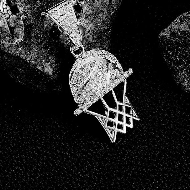 hot Selling Fashionable Diamond Inlaid Exquisite Hollow Basketball Frame Pendant Necklace Creative Sports Trend_ipsvogv.com