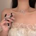 Ins Ballet Style Ribbon Crescent Tassel Choker Niche Light Luxury Temperament Inlaid Diamond Bow Pendant Clavicle Chain_ipsvogv.com