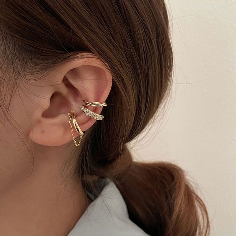 Personalized suit combination ear clip for women with no ear hole advanced feeling light luxury simple ear clip _ipsvogv.com