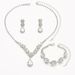 Korean Style Zircon Rhinestone Necklace Earrings Bracelet Bridal Wedding Dress Accessories Three-Piece Set_ipsvogv.com