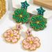 Flower earrings Personality trend five pointed star handmade rice bead earrings holiday style_ipsvogv.com