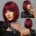 hot selling Short Wine Red For Women Bury Bob Wigs With Thick Bangs Heat Resistant Synthetic Wig_ipsvogv.com