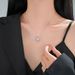 Women's Jewelry Silver Moissanite All Match Light Luxury Gesang Flower Moissanite Necklace Earrings Set Fashion Inlaid Temperament Clavicle Chain_ipsvogv.com